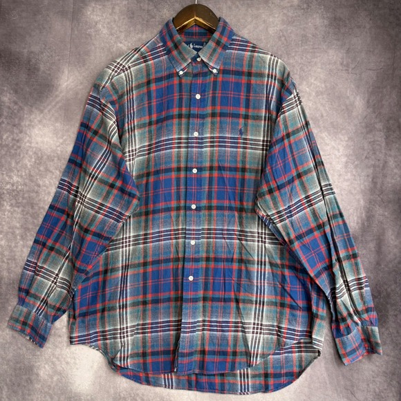 Polo Ralph Lauren Other - Ralph Lauren Blaire Mens Large Blue Red Plaid Flannel Button Down Shirt Cotton